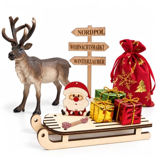 Traîneau du Père Noël et renne miniatures
